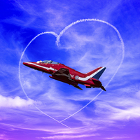 Buy canvas prints of Red Arrows Love by Paul Madden