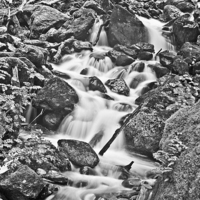 Buy canvas prints of Cadair Idris Waterfall Black And White by Paul Madden