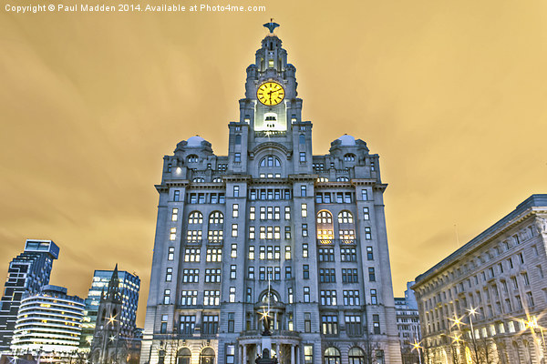 Liver Building orange sky Picture Board by Paul Madden