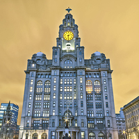 Buy canvas prints of Liver Building orange sky by Paul Madden