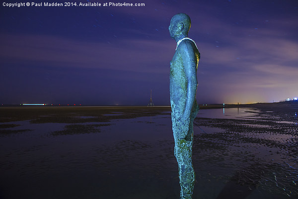 Crosby Beach Iron Man At Night Picture Board by Paul Madden