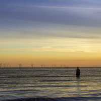 Buy canvas prints of Windfarm at sunset by Paul Madden