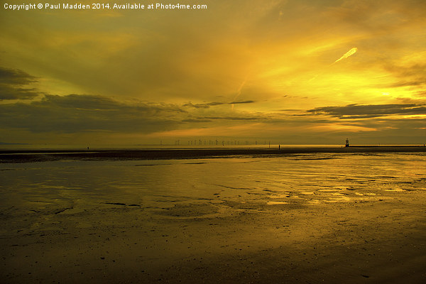 Crosby Beach Fiery Sunset Picture Board by Paul Madden