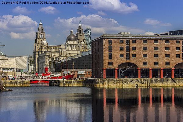  The Albert Dock and Royal Liver Building Picture Board by Paul Madden