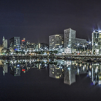 Buy canvas prints of Salthouse Dock at night by Paul Madden