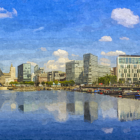 Buy canvas prints of  Salthouse Dock Panorama with oil paint effect by Paul Madden