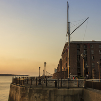 Buy canvas prints of Albert Dock Promenade at sunset by Paul Madden