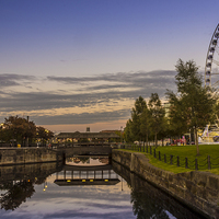Buy canvas prints of Liverpool wheel and the Dukes Dock by Paul Madden