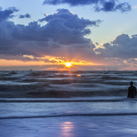 Buy canvas prints of  Incoming tide at Crosby Beach by Paul Madden