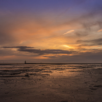 Buy canvas prints of Crosby Beach after sunset by Paul Madden