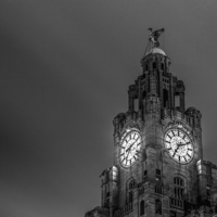Buy canvas prints of Top of the Liver Building tower by Paul Madden