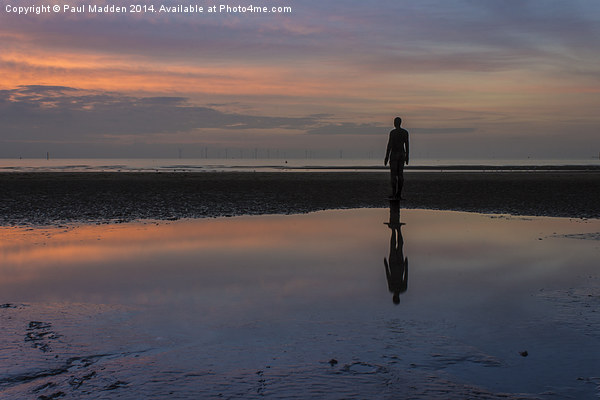 Iron man reflection at Crosby Beach Picture Board by Paul Madden