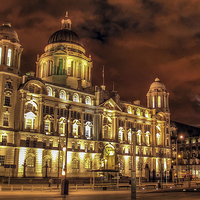 Buy canvas prints of Port Of Liverpool Building At Night by Paul Madden