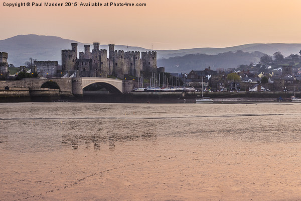 Conwy Castle and harbour at dusk Picture Board by Paul Madden