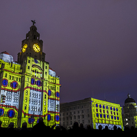Buy canvas prints of Liver Building Yellow Submarine Projection by Paul Madden