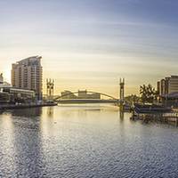 Buy canvas prints of Salford Quays Sunrise by Paul Madden