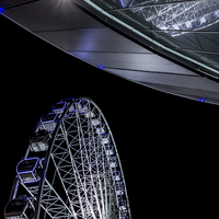 Buy canvas prints of Liverpool Wheel and Arena by Paul Madden