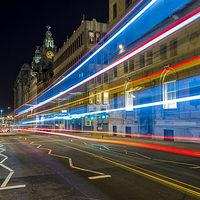 Buy canvas prints of Water Street Bus Lights by Paul Madden