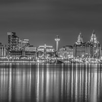 Buy canvas prints of Liverpool skyline at night by Paul Madden