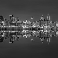 Buy canvas prints of Liverpool skyline panorama at night by Paul Madden