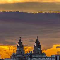 Buy canvas prints of Sunset over the Liver Building by Paul Madden