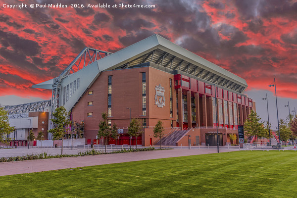Red Sky Over Anfield Picture Board by Paul Madden
