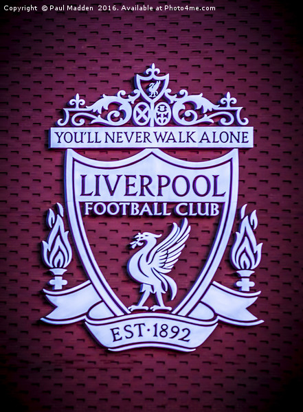 Liverpool Main Stand Crest Picture Board by Paul Madden