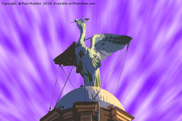 Liver Bird Purple Sky Picture Board by Paul Madden
