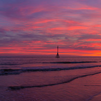 Buy canvas prints of Crosby Beach Sunset Panorama by Paul Madden