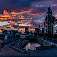 Buy canvas prints of Liverpool Pier Head At Sunset by Paul Madden