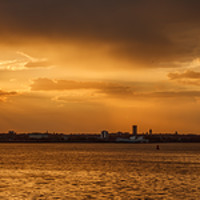 Buy canvas prints of River Mersey Sunset by Paul Madden