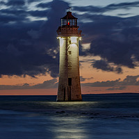 Buy canvas prints of New Brighton Lighthouse At Sunset by Paul Madden