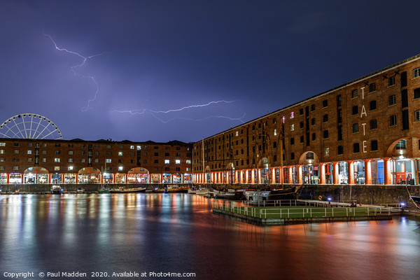 Lightning over the Albert Dock Picture Board by Paul Madden
