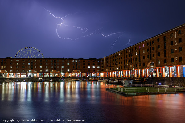 Lightning over the Royal Albert Dock Picture Board by Paul Madden