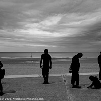 Buy canvas prints of Colwyn Bay Statues - Black and white by Paul Madden