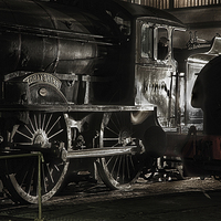 Buy canvas prints of  The last classD49, Morayshire, in the roundhouse  by RSRD Images 