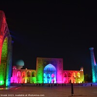 Buy canvas prints of Registan Square Samarkand At Night by Malcolm Snook