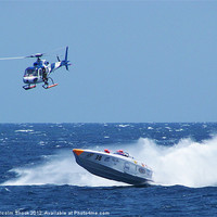 Buy canvas prints of Powerboat and helicopter by Malcolm Snook