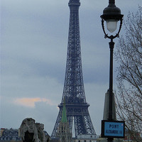 Buy canvas prints of Tower Eiffel and lamp post by Malcolm Snook