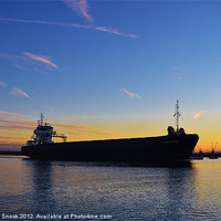 Buy canvas prints of Cargo Ship Leaving The Swale by Malcolm Snook