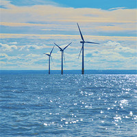Buy canvas prints of Estuary wind turbines by Malcolm Snook