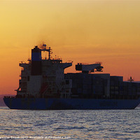 Buy canvas prints of Container ship sunset by Malcolm Snook