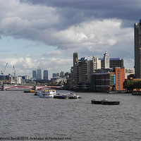 Buy canvas prints of Oxo building to Canary Wharf by Malcolm Snook
