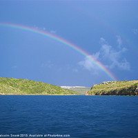Buy canvas prints of Rainbow over La Mola by Malcolm Snook