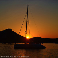 Buy canvas prints of Catamaran sunset in Ibiza by Malcolm Snook