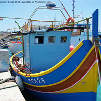Buy canvas prints of Colourful Maltese Fishing Boat by Malcolm Snook