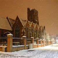 Buy canvas prints of St Marys Acton in the snow. by Malcolm Snook