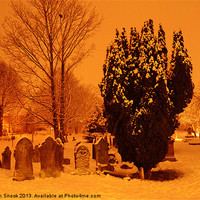 Buy canvas prints of Graveyard in the snow by Malcolm Snook