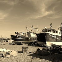 Buy canvas prints of Assorted Fishing Boats by Malcolm Snook