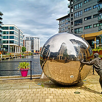Buy canvas prints of A Reflective Approach at Leeds Dock  by Darren Galpin